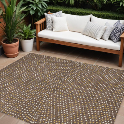 Tapis intérieur lavable à pois brun doré et ivoire 10 pi x 14 pi