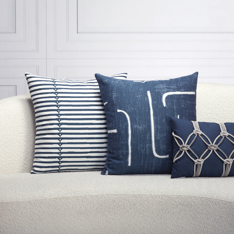 Instinct Sunbrella® Square Indoor/Outdoor Throw Pillow Cover & Insert by Elaine Smith, Denim