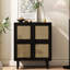 Armoire de rangement en maille rotin à 4 portes, buffet avec huit tablettes spacieuses pour une vie organisée et un décor polyvalent-1744117393