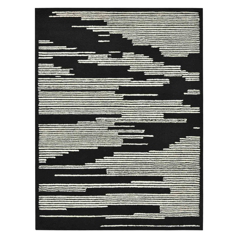 Lemmitty Wool Geometric Indoor Rug, Rectangle 8' x 5'