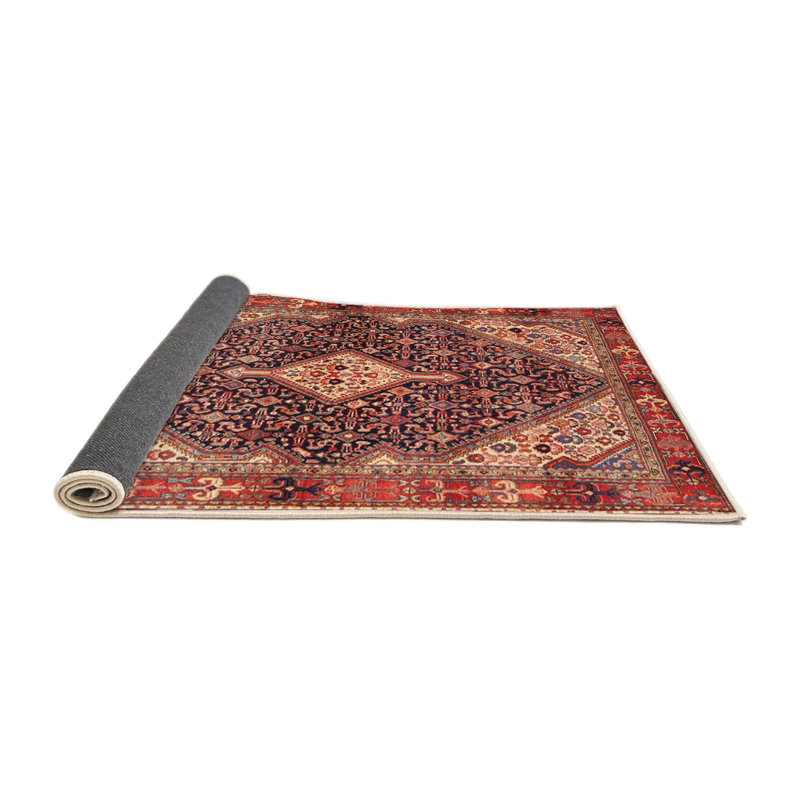 Tapis oriental rouge / beige / bleu foncé, Rond 6 pi