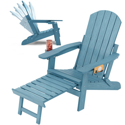 Outdoor Reclining HIPS Adirondack Chair With Footrest by Beachcrest Home