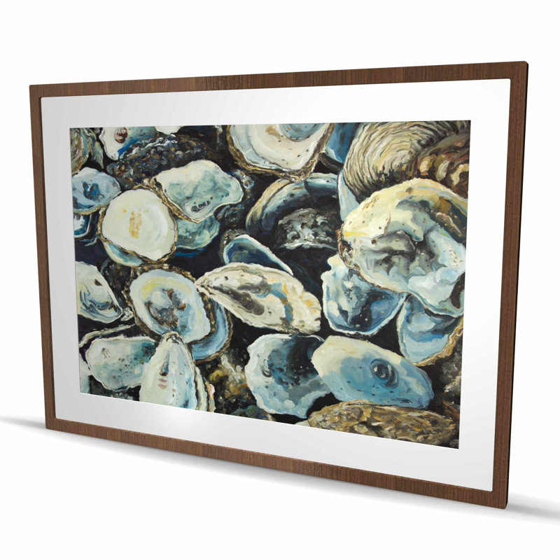 Coquille d'huître - imprimé mat bleu encadré pour la décoration intérieure