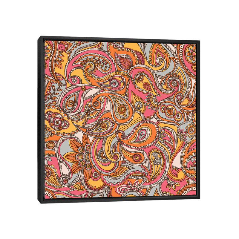 «Spring Paisley», impression sur toile tendue, H 26 po x l 26 po x P 1,5 po, Toile avec cadre noir