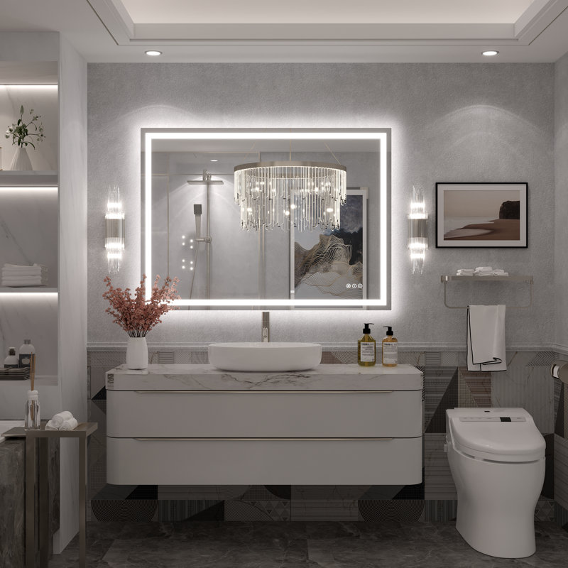 Miroir de salle de bain mural Molly, 44 po x 32 po, Transparent