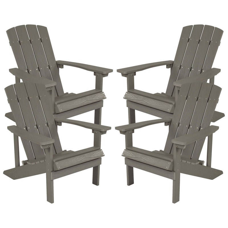 Chaises Adirondack d'extérieur en résine de polyester toutes saisons Balasi, Gris