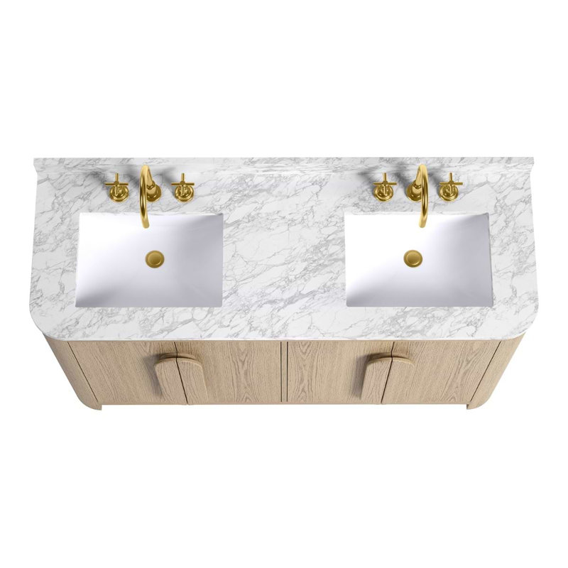 Harper Vanity, 60" W, Carrara Marble