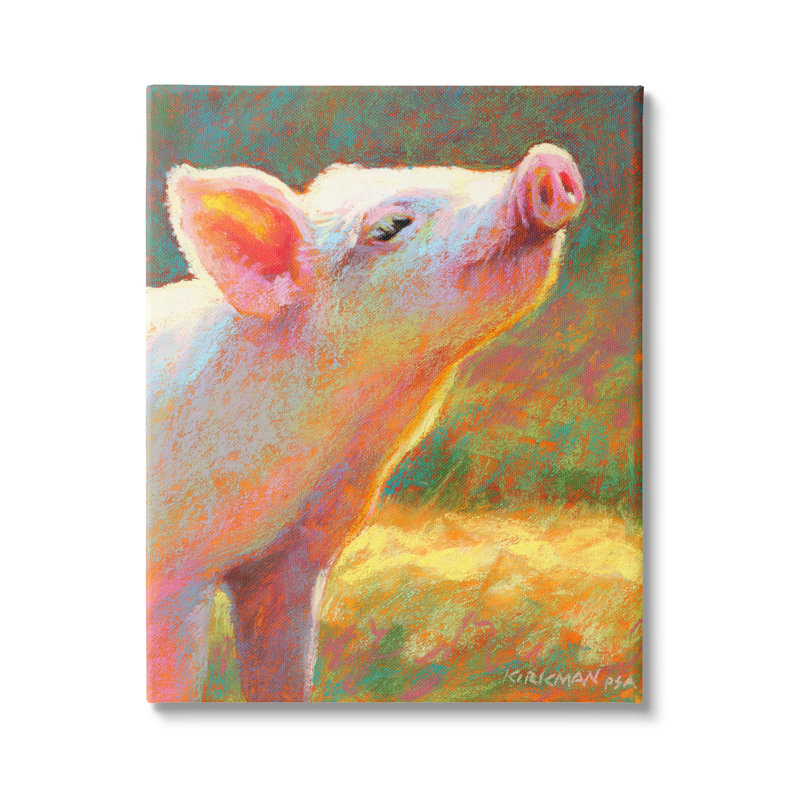 «Happy Happy Pig Sunny Farm» par Rita Kirkman, H 40 po x l 30 po x P 1,5 po