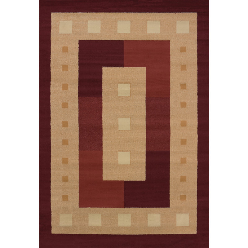Tapis bourgogne à motif géométrique Aguilar, Rectangle 5 pi 3 po x 7 pi 6 po