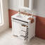 Meuble-lavabo autoportant avec comptoir en céramique, tiroir de rangement escamotable, tablette réglable et support de porte-133423067