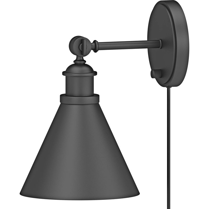 V4981 Applique à bras noire réglable en acier avec interrupteur rotatif Ingresar, Noir