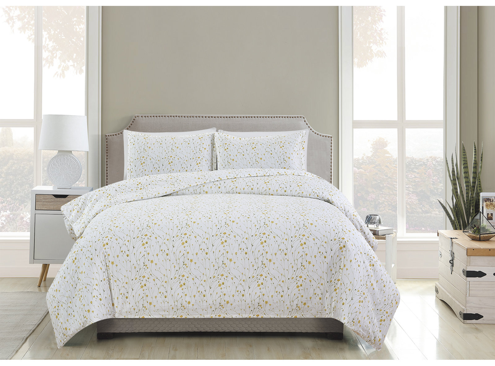 Adline Cotton Duvet Cover Set, King Duvet Cover + 2 King Shams