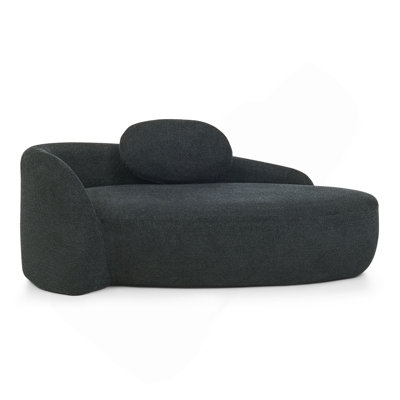 Modern Oval Single Lazy Sofa Chair with Integrated Backrest, Side Armrest and Pillow, Compact Space-Saving Lounge Chair for Living Room Bedroom