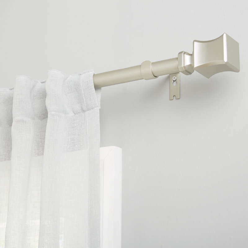 Adjustable Matte Nickel Iron Curtain Rod with Resin Finials