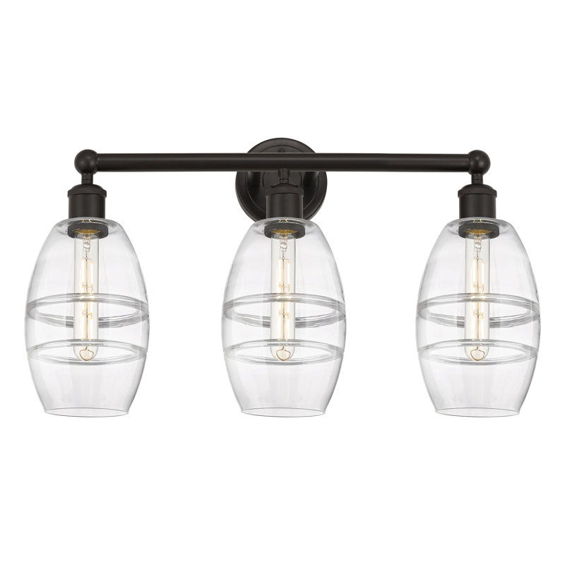 Kusham 3 - Light Dimmable Vanity Light, Clear, Oil Rubbed Bronze
