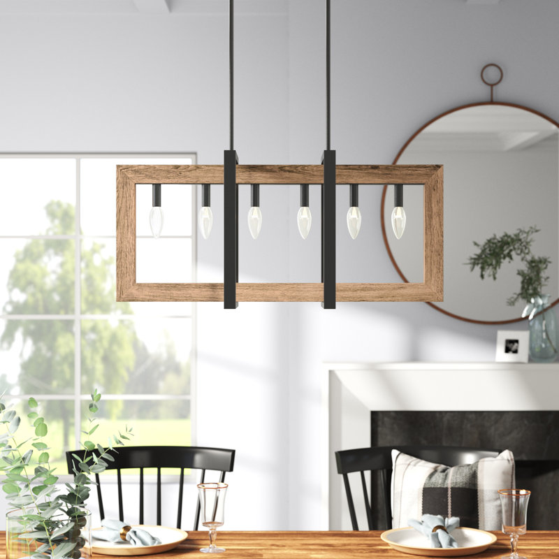 Lucerne 6 - Light 31.5"W Dimmable Kitchen Island Square / Rectangle Chandelier