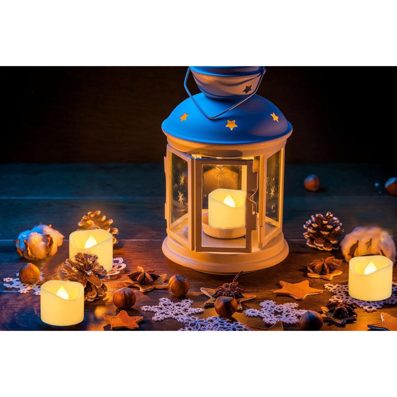 Flameless Flickering LED Votive Tealight Candles Battery Operated with Timer / 6 Hours On and 18 Hours Off Per Cycle, LED Tea Light Candles for Outdoor Halloween Pumpkin Light Christmas Decorations