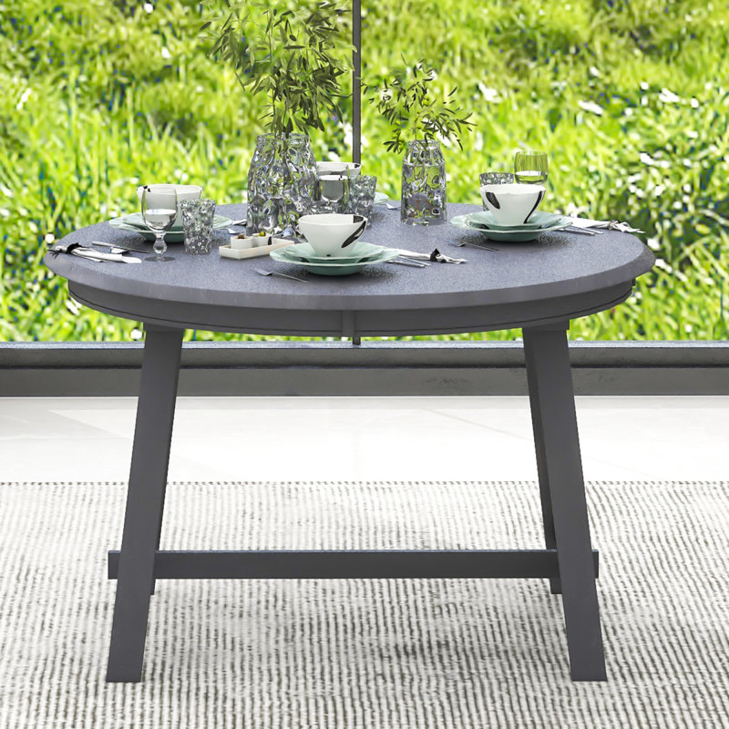 Table de salle à manger ronde extensible en bois Trexm (gris)