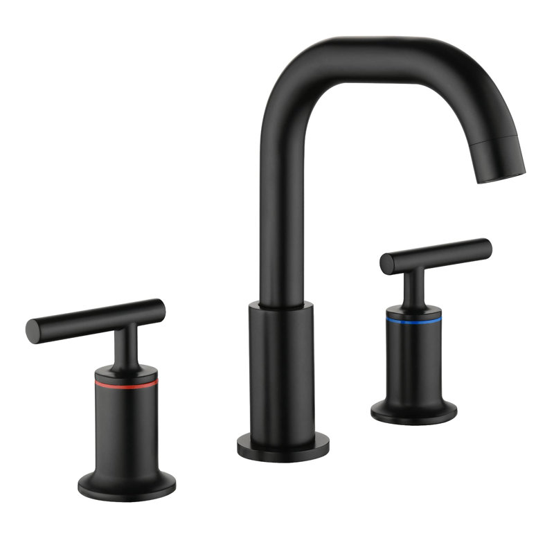 Robinet de salle de bain à large entraxe, Noir mat