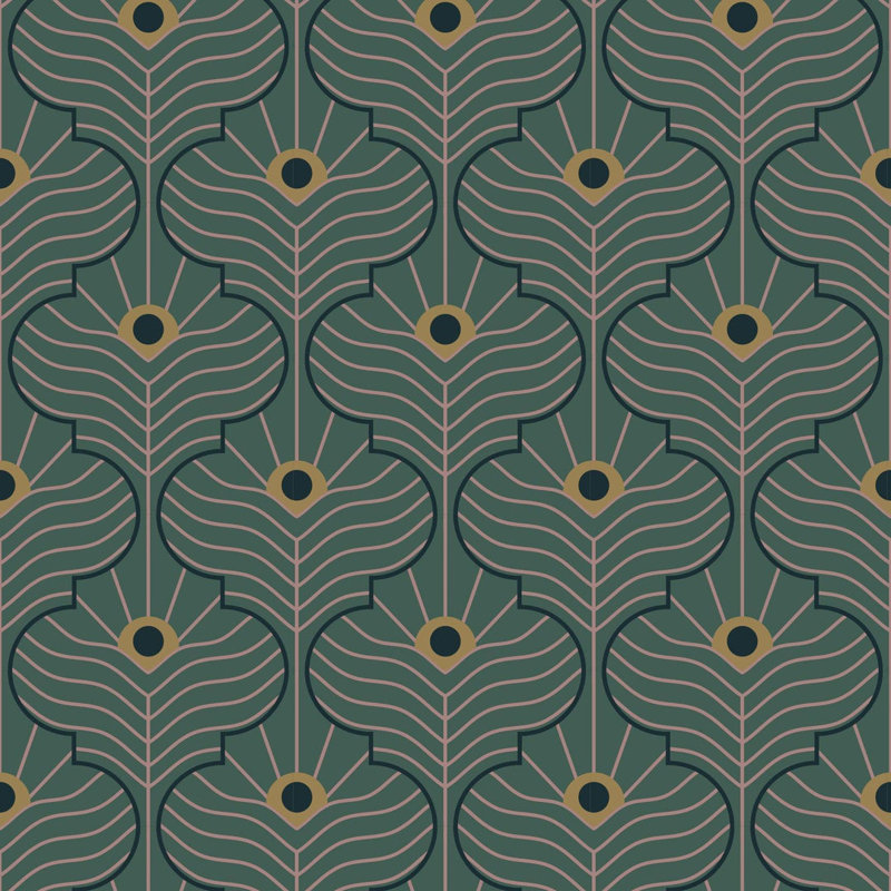 Moroccan Peacock - Spruce Green Wallpaper, Non-pasted, Faux Grasscloth, Spruce