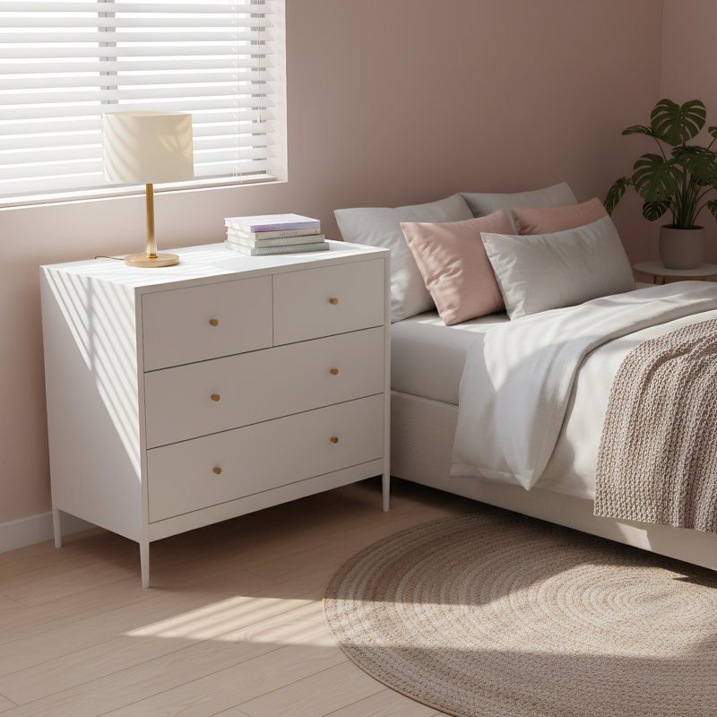 Commode de rangement 35,4 po à 4 tiroirs, armoire polyvalente pour l'organisation à domicile