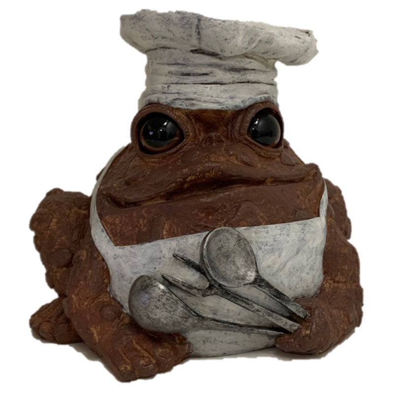 Statue de jardin chef crapaud / grenouille, H 8 po x l 7,25 po x P 7,25 po