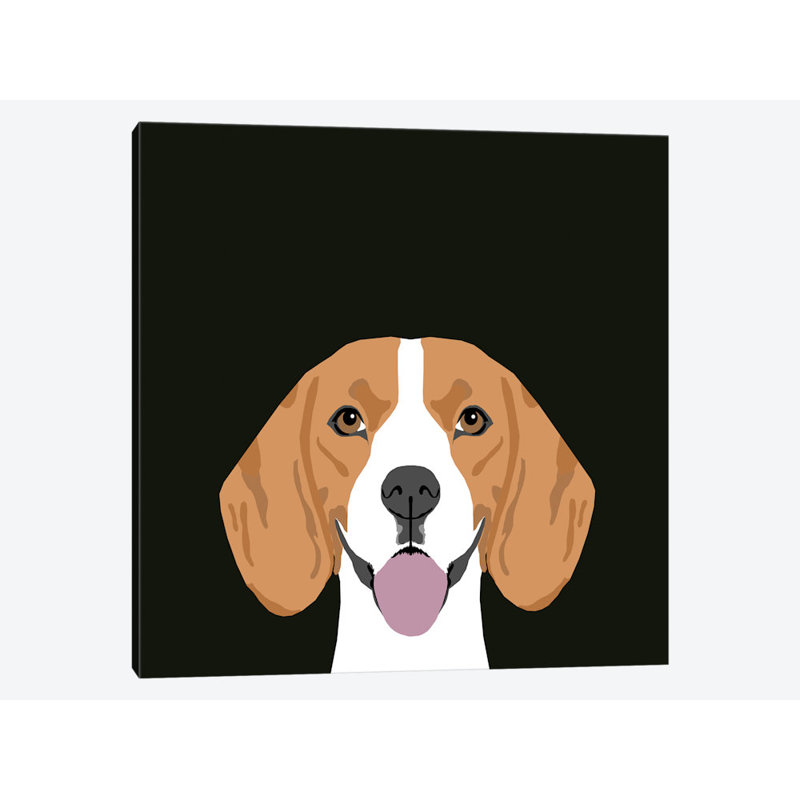 Beagle, impression sur toile tendue, H 26 po x l 26 po x P 1,5 po, Pas de tapis, Toile tendue
