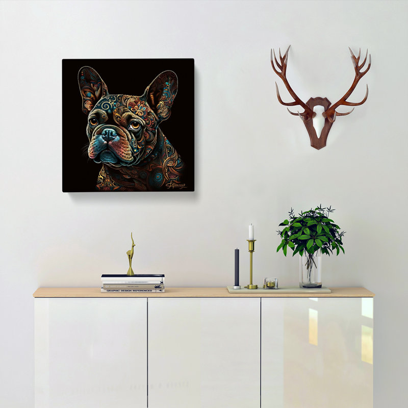 French Bulldog Paisley Art - Print, 35cm H x 35cm W x 3cm D