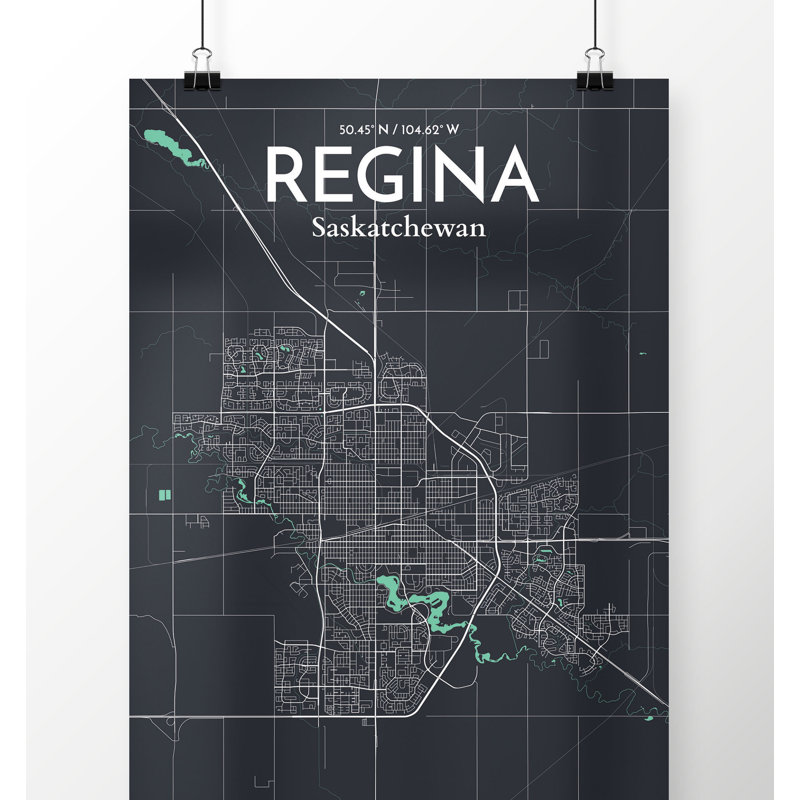 « regina city map », impression, H 24 po x l 18 po