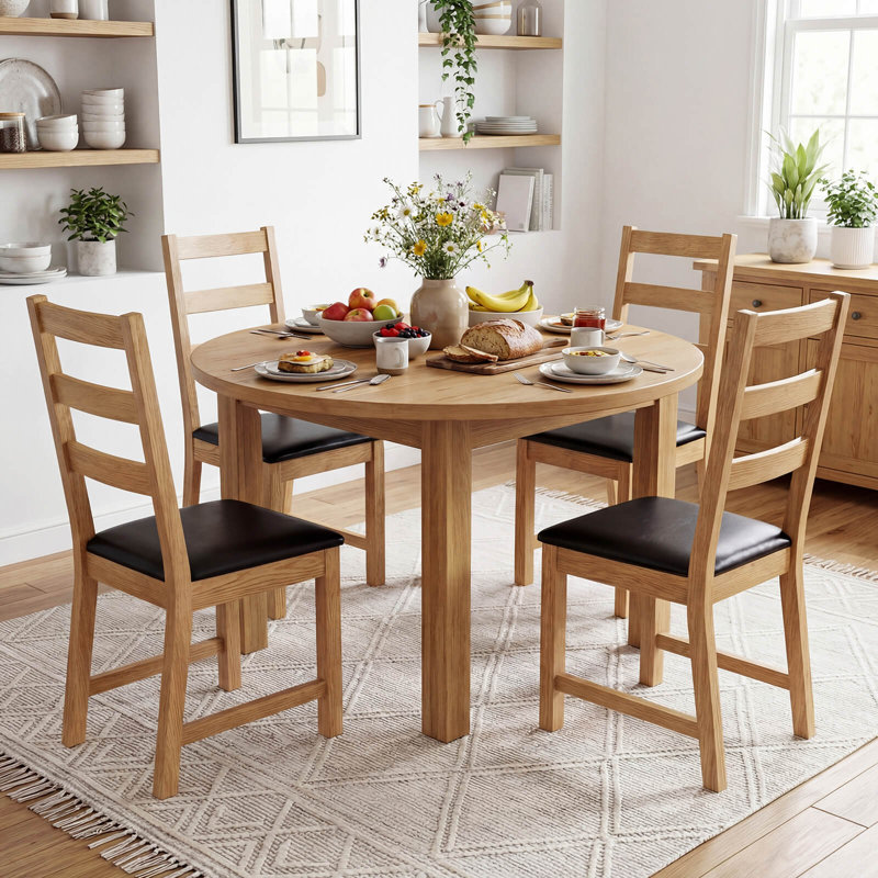 Ensemble de 2 chaises de salle à manger avec dossier creux, siège rembourré, pieds en bois d'hévéa, 2