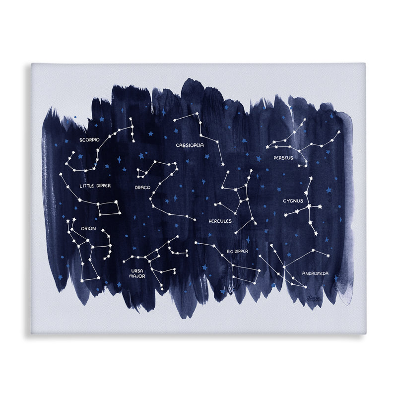 Constellations sur toile bleue par Carrie Cantwell, H 24 po x l 30 po
