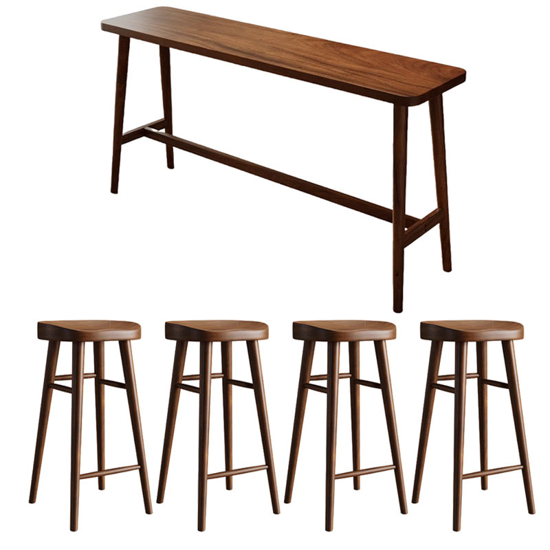 Tables et chaises de bar décontractées en bois massif, 5, H 39,3 po x L 70,8 po x l 17,7 po