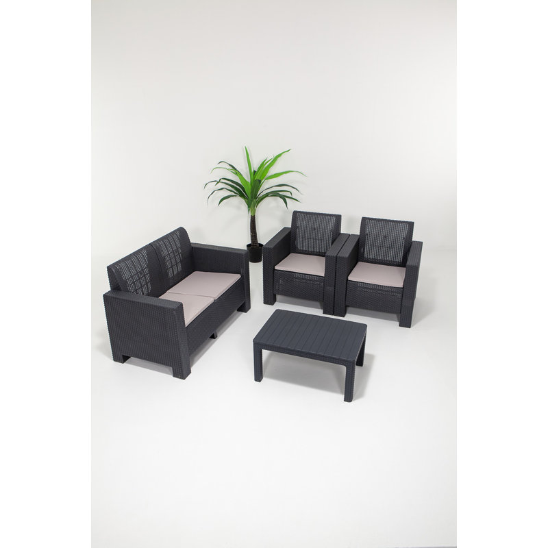 Cardamom Outdoor Table Set, Black, Black