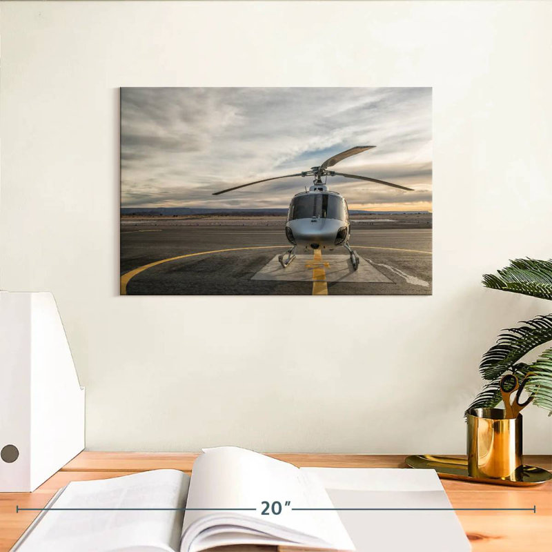 Mehar Helicopter On Helipad, 8" H x 12" W