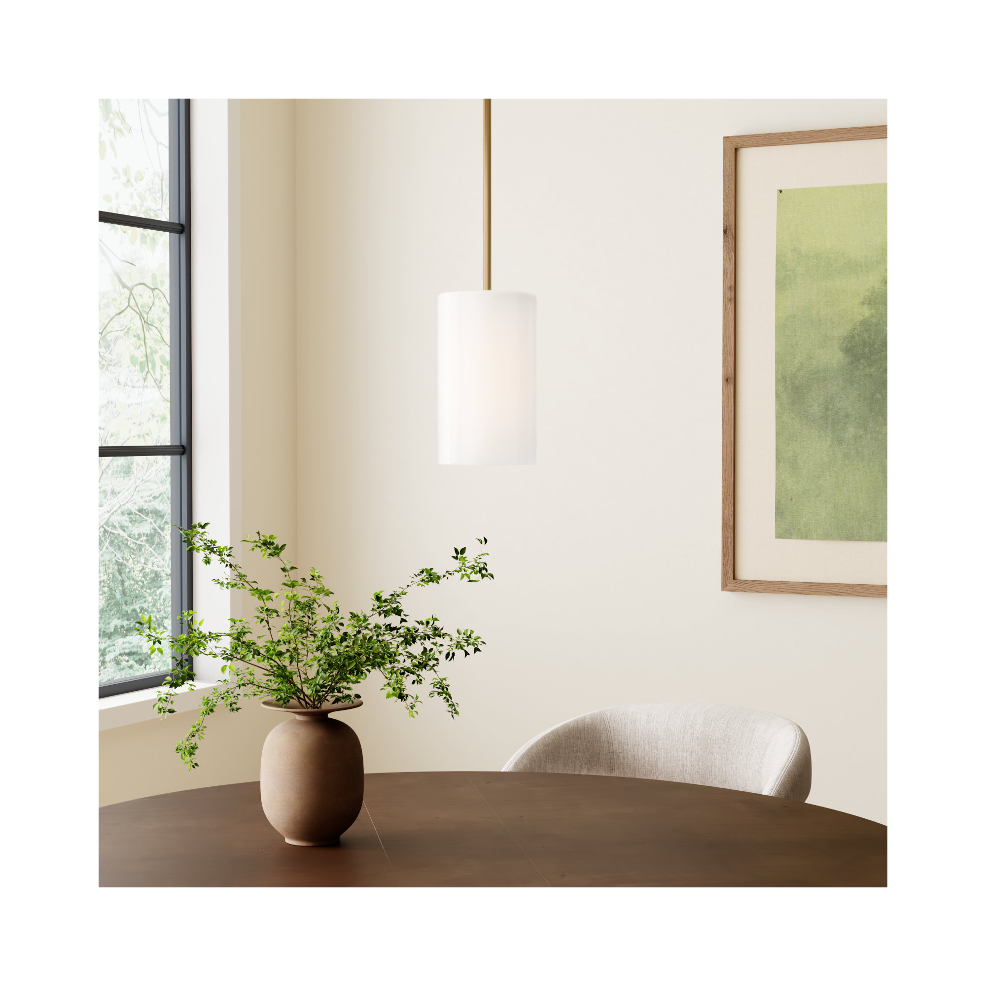 Single Light Glass Dimmable Pendant, Gold, No