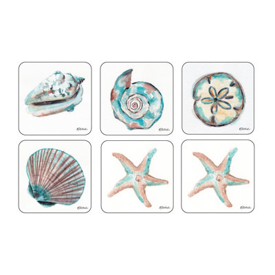 Pimpernel Coastal Shore Coasters S/6 4" X 4"