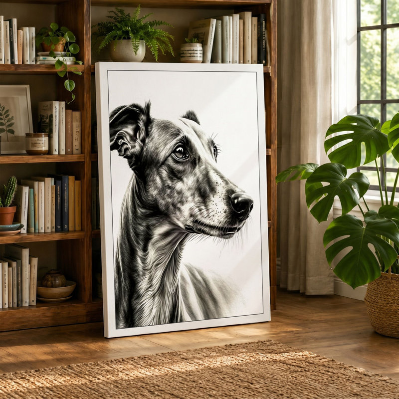 Dignified Sighthound Minimalist - Print, 30x20 - 76.2 x 50.8 cm, Sage Border