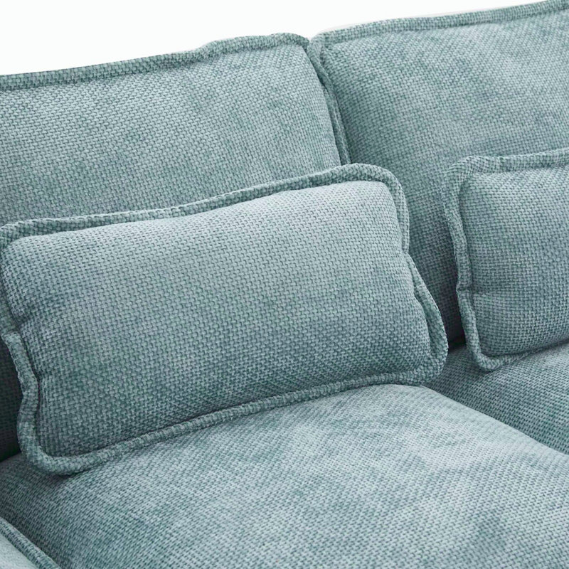 106" U Shaped Sectional Sofa Set with Storage Ottoman & USB Ports, Modular Cloud Couch with Chaise Lounge & Pillows