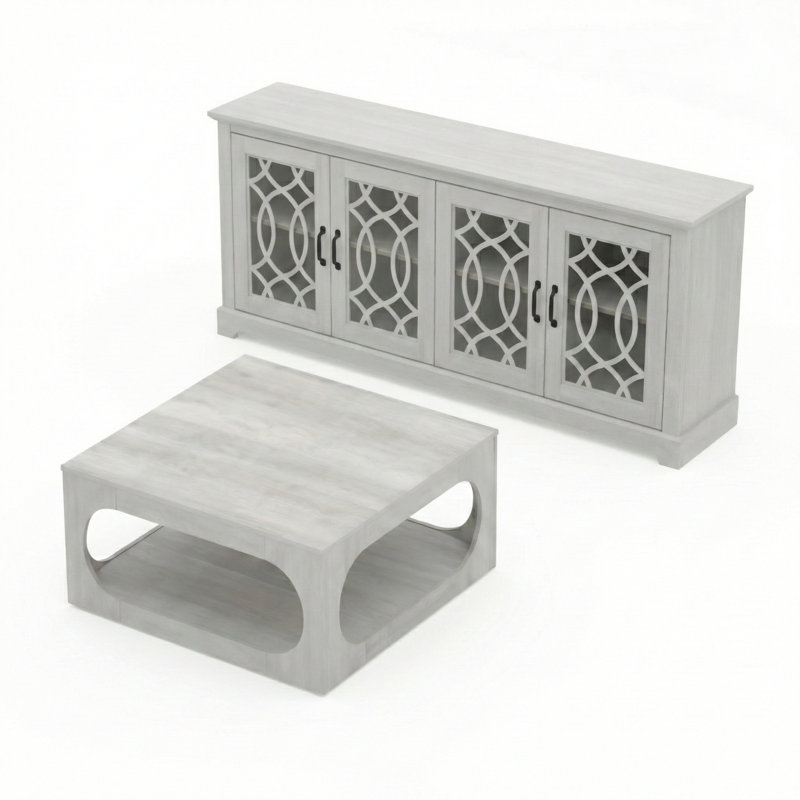 Inniss Modern 2 Piece Living Room Media And Coffee Table Set