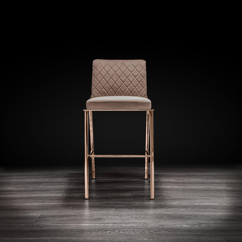 Nolan Upholstered Counter Stool with Metal Frame, Taupe