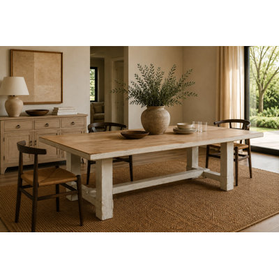 Wrenn Pine Rectangular Solid Wood Top with Solid Wood Base Dining Table