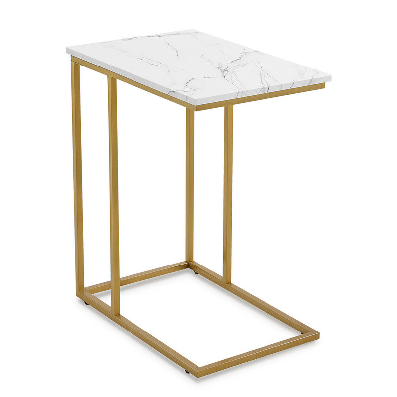 Table de bout Delavan, Doré, Blanc, H 27,7 po x l 22,8 po x P 14,9 po