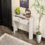 Entryway Table, Fluted Design, Oval Top, 2 Drawers for Entryway - Champagne White