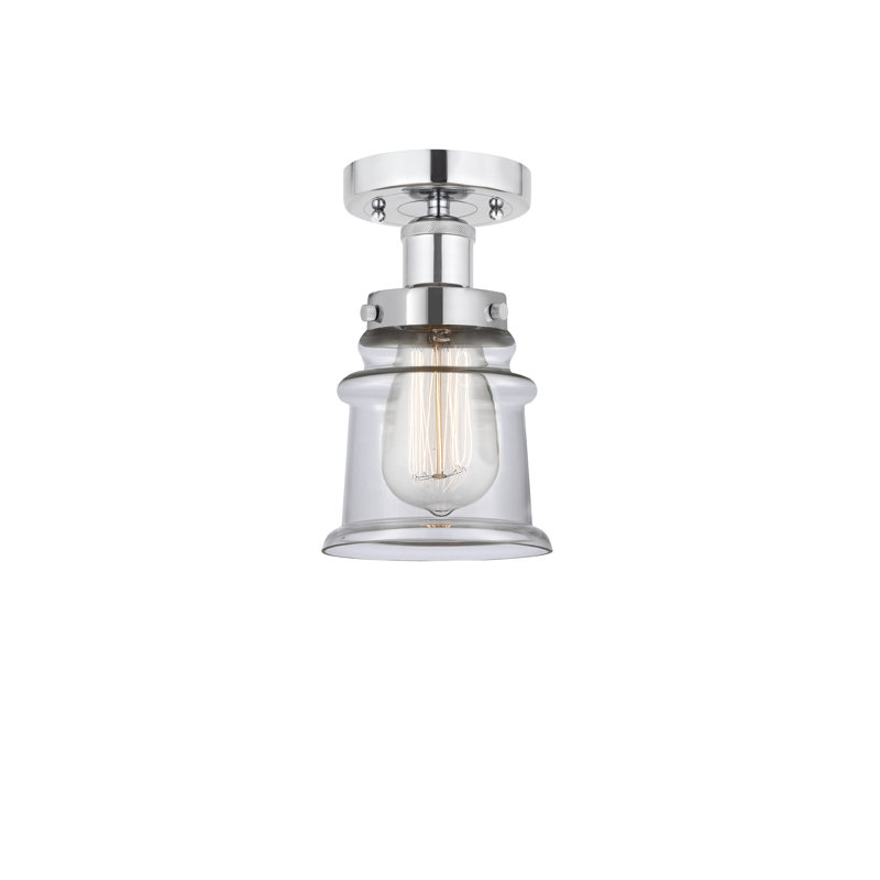 Plafonnier semi-encastré en verre Alvi, Chrome poli, Clair, H 7 1/8 po x P 6 po