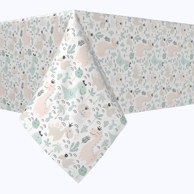 Square Tablecloth, 100% Cotton, 52X52", Pastel Dinos