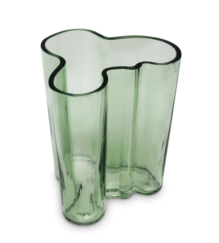 Tinted Curved Vase, 8.25" H x 5.50" W x 6.50" D, Green