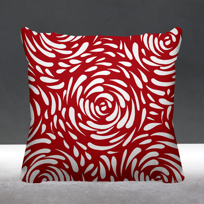 Coussin décoratif intérieur / extérieur Carvell, L 15 po x H 15 po, Rouge
