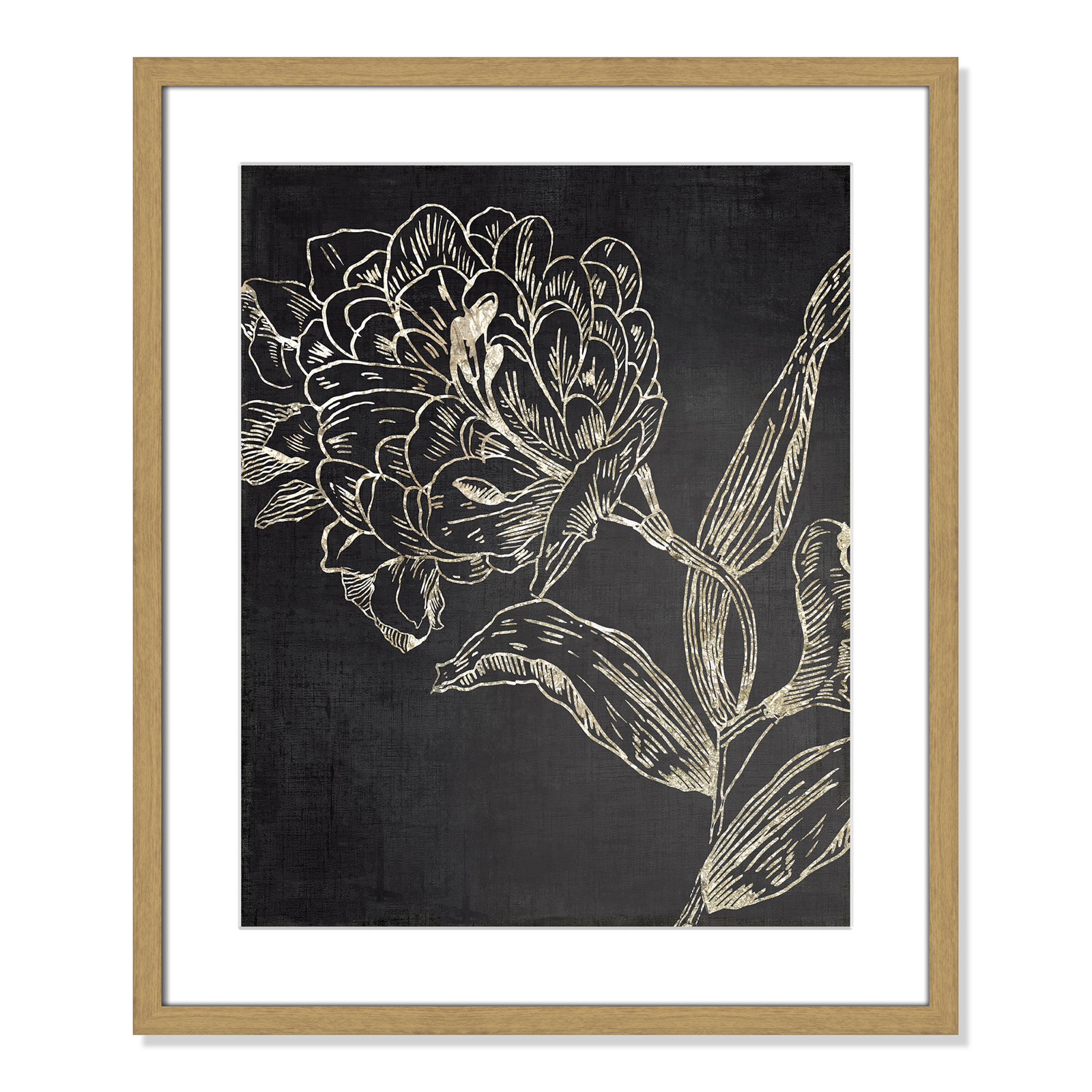 Clarendon "Golden Flower Folklore II" Print, 25.5" H x 21.5" W, Natural Wood Grain