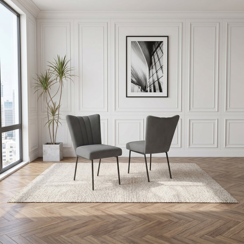 Chaises de salle à manger, chaises de conférence (2 chaises) rembourrées Daina, 2, Gris