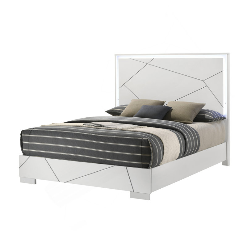 Mobilier de chambre à coucher moderne en bois avec tête de lit moderne à finition brillante 1Pc